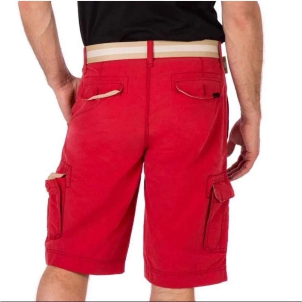 NWT Wearfirst Men’s Red Belted Cotton Cargo Shorts